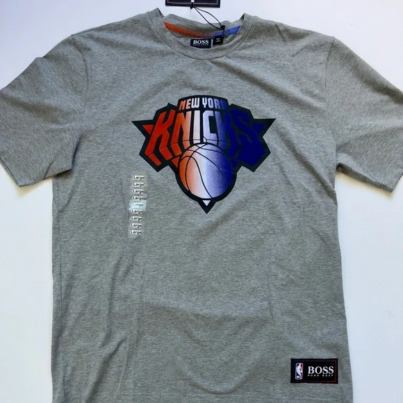 Boss mens Grey T-Shirt with Knicks Logo - Picture 1 of 6